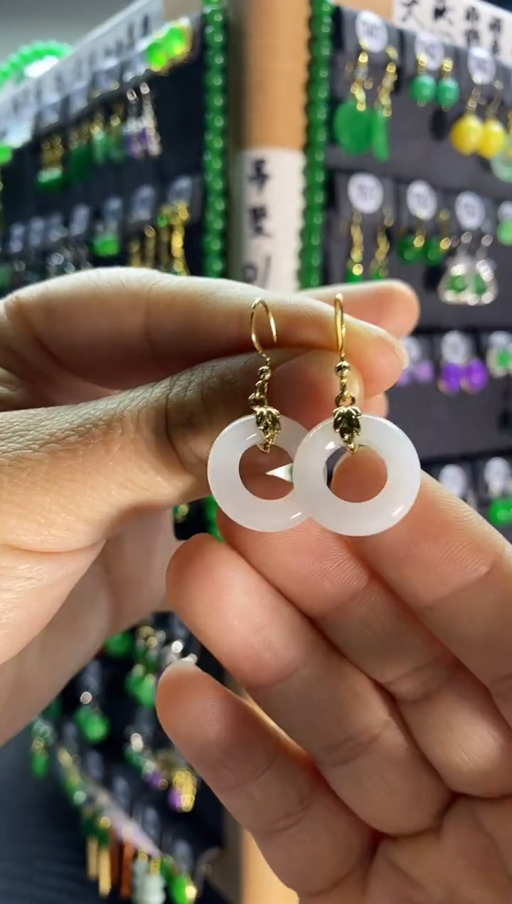 【闪购商品】和田玉耳饰银S925镶嵌031