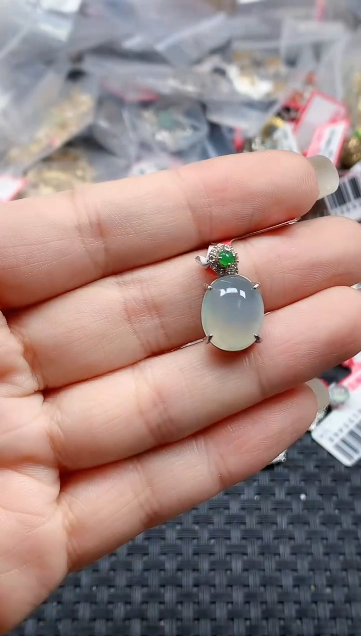 银S925镶嵌戒指翡翠天然A货缅甸翡翠