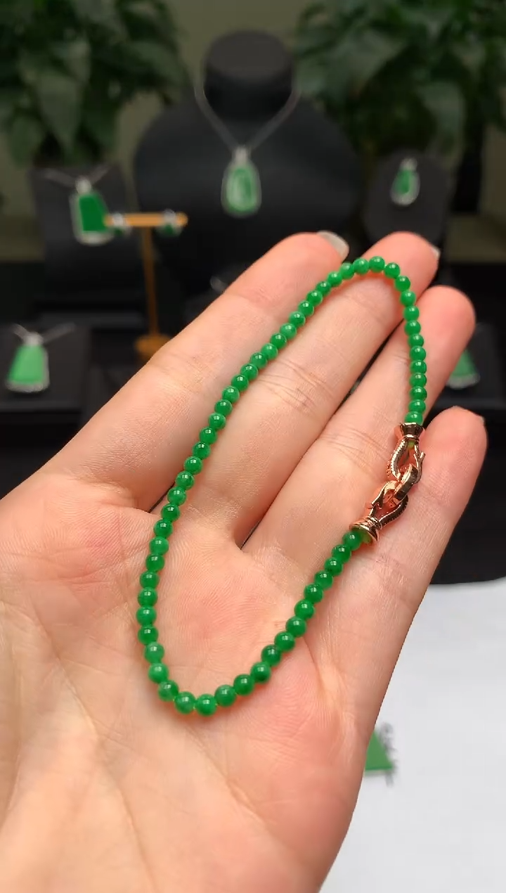 未镶嵌手链翡翠小米珠