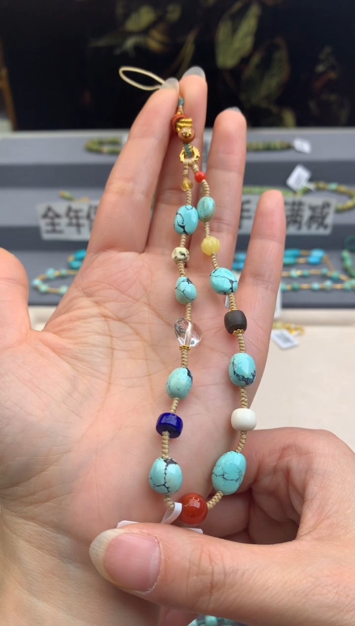 未镶嵌绿松石手机链茜.A178