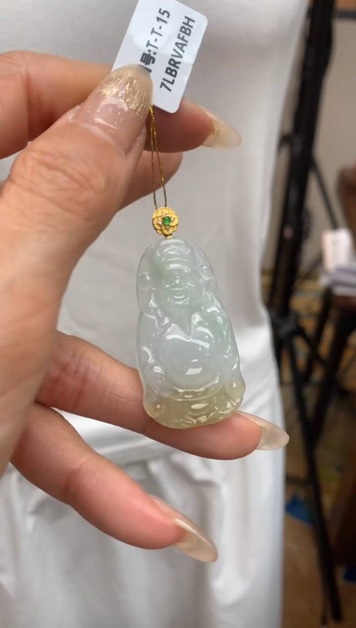 【闪购商品】翡翠颈饰18K金镶嵌财神