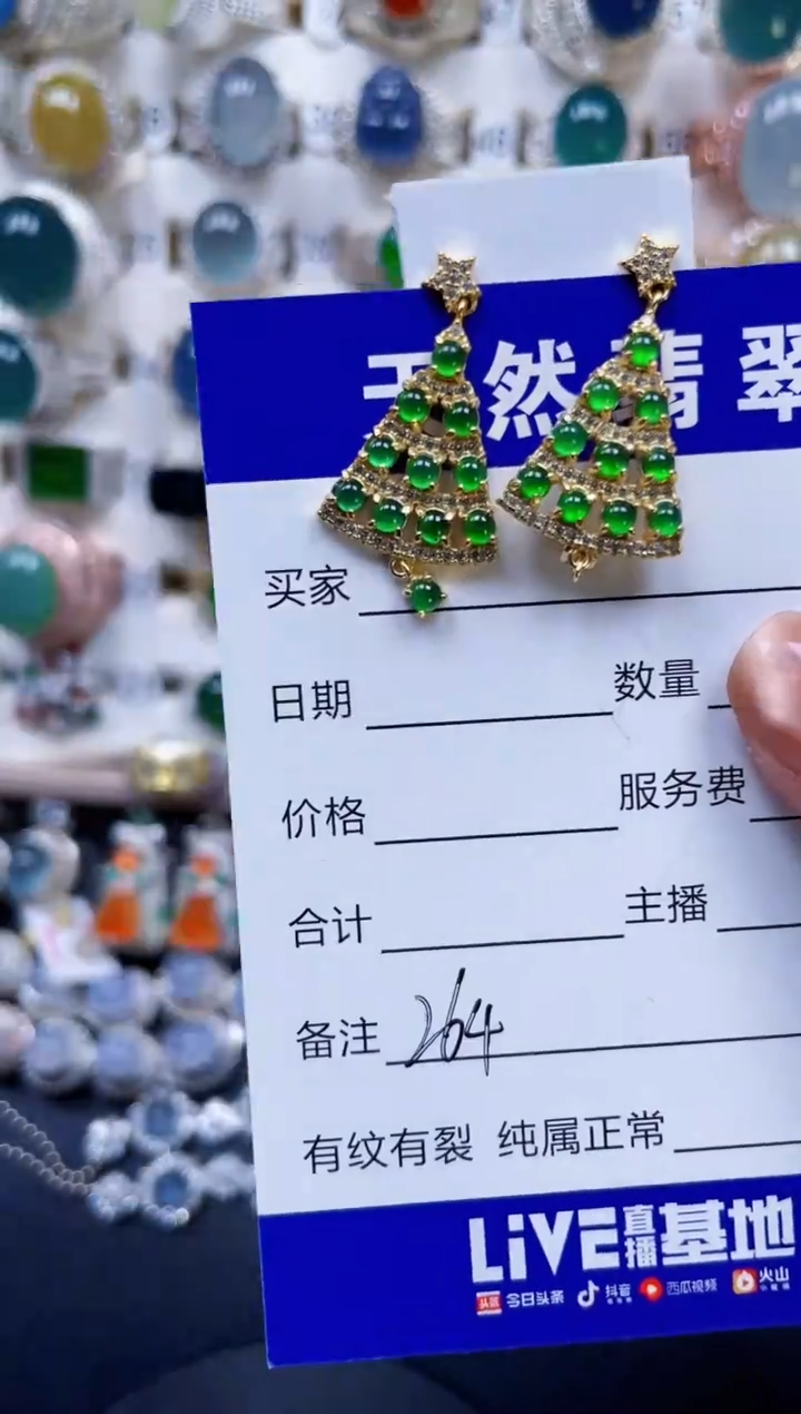 银S925镶嵌翡翠耳饰264