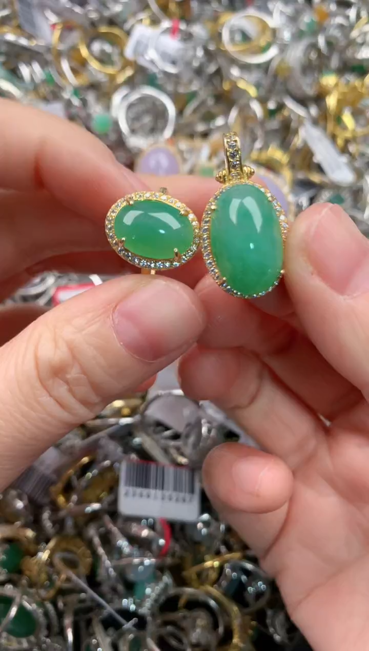 银S925镶嵌戒指翡翠444   8