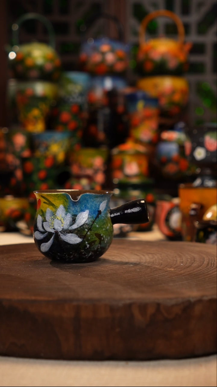 紫砂油画手绘釉下彩