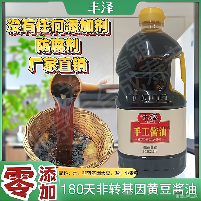 2斤（晒足180天）老式散打酱油装零添加供销社散打老酱油古法手工酿造晒足新鲜丰泽园