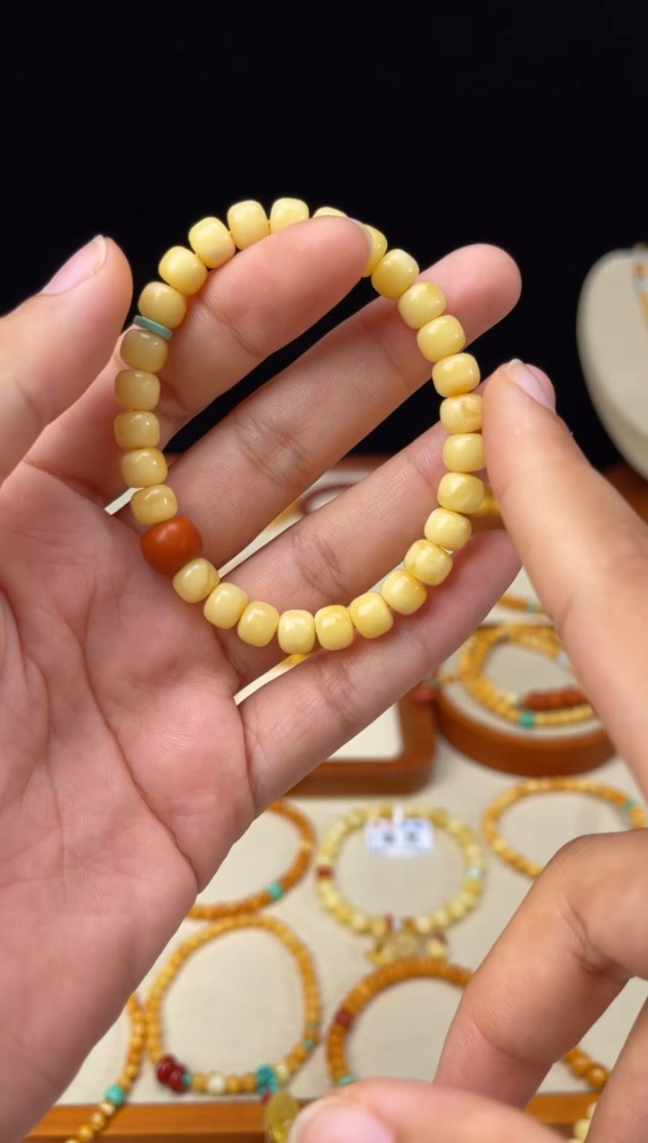 未镶嵌蜜蜡手链7MM+老型