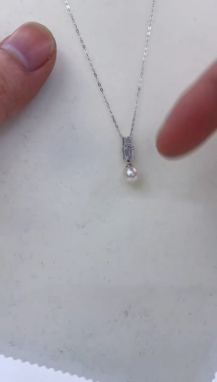 颈饰银S925镶嵌海水珍珠  