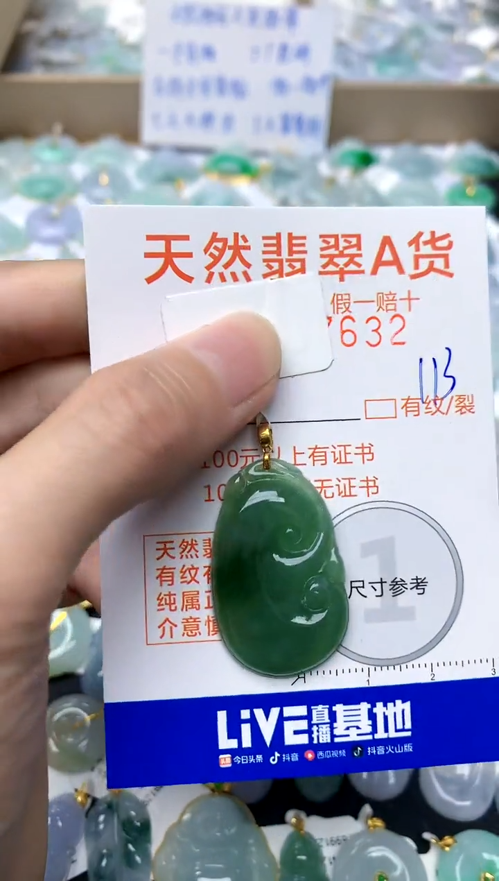 【闪购商品】翡翠颈饰18K金镶嵌113天然A货翡翠