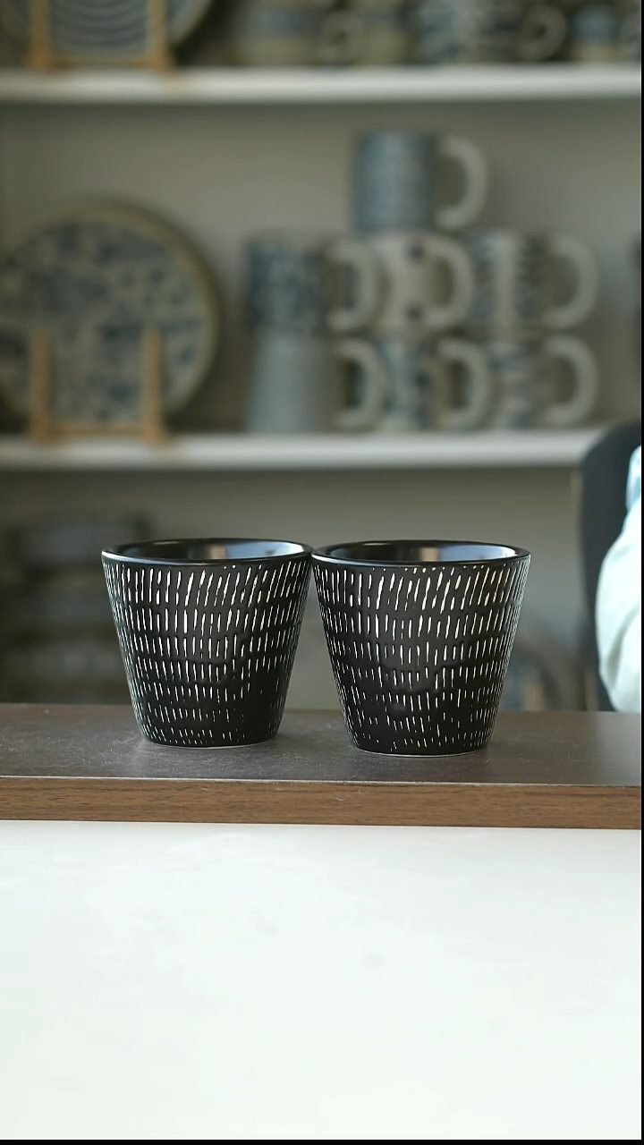 陶半光黑流星雨手握杯160ml@4-2@微瑕