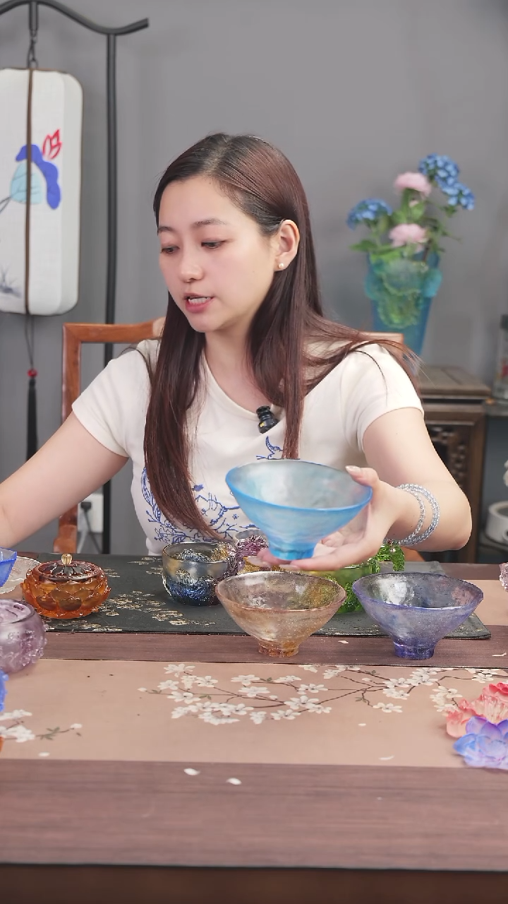 手工艺品琉璃?***?蓝色建盏