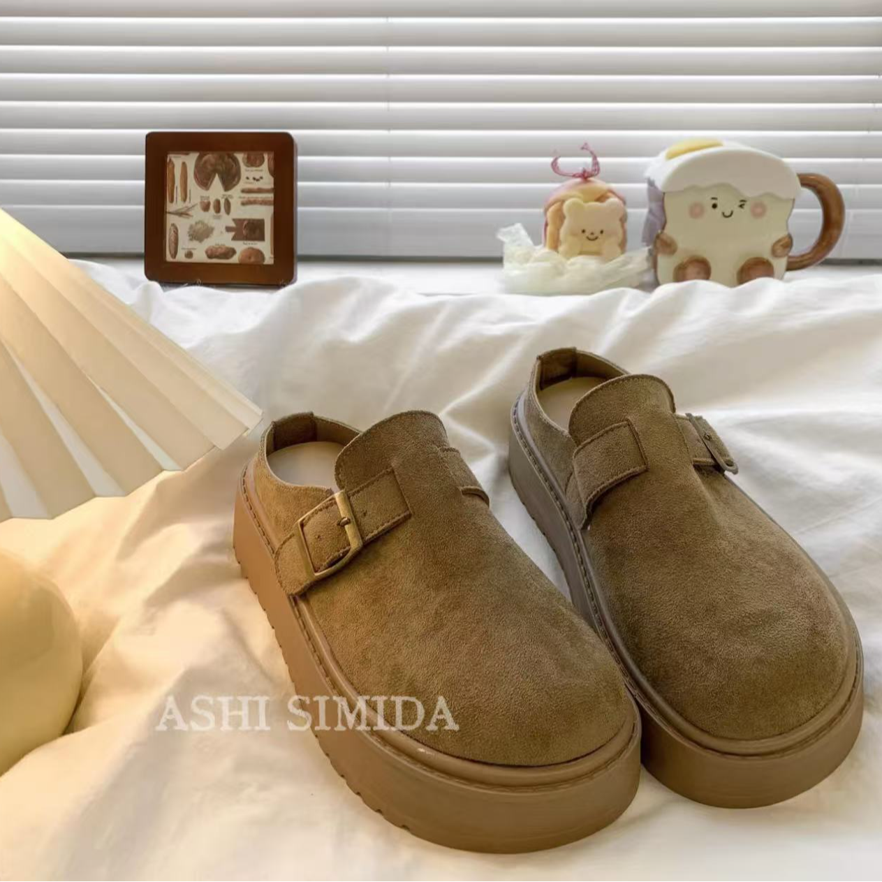 SIMIDA私密搭  复古厚底勃肯圆头半拖鞋