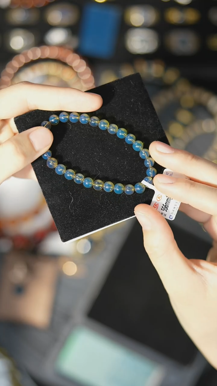 【闪购商品】琥珀裸石未镶嵌6mm多米皇家蓝单圈