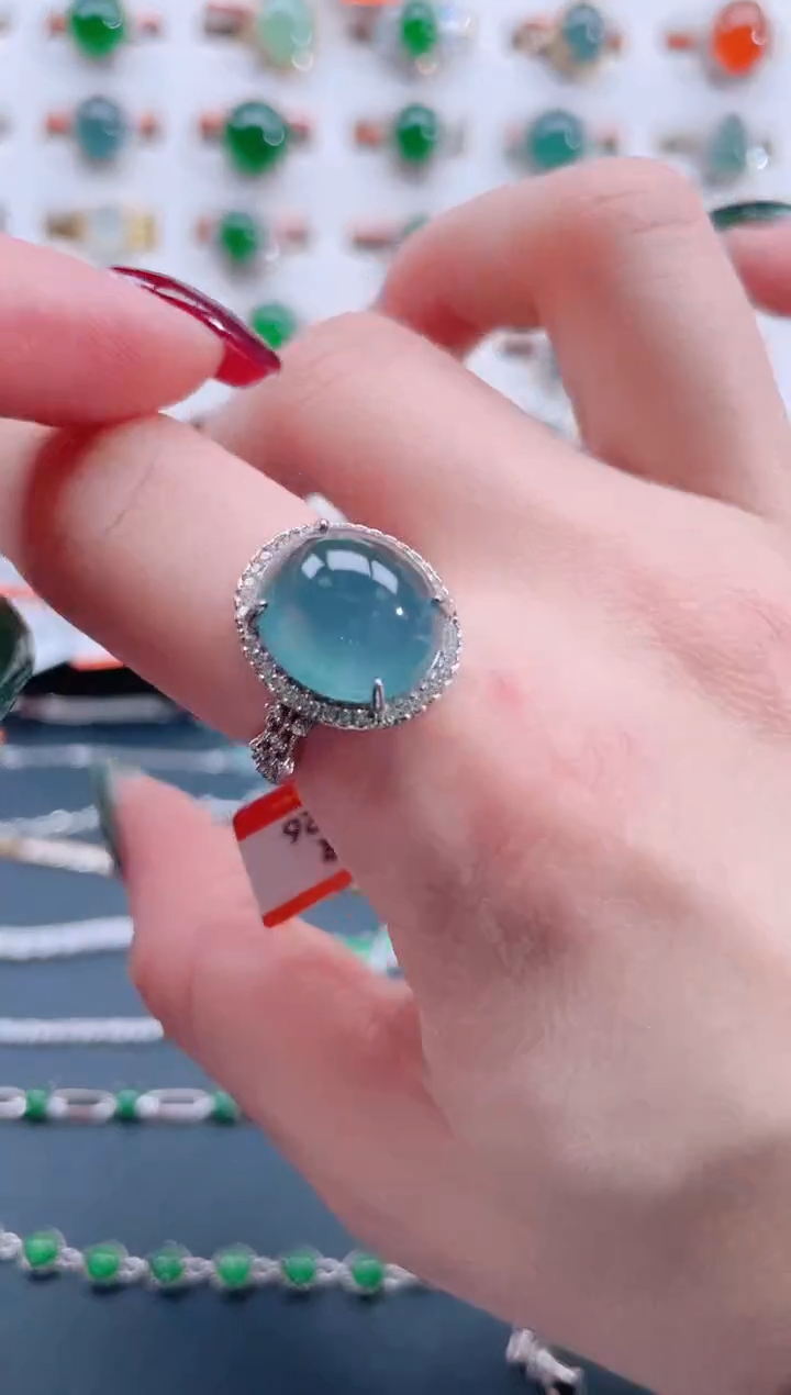 银S925镶嵌戒指翡翠天然翡翠