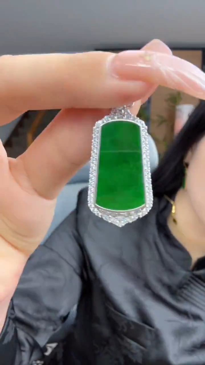 翡翠银S925镀金镶嵌吊坠(不含链)吊坠