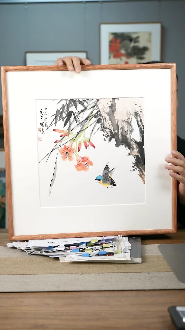 【闪购商品】书法美协副主-赵老师52*52带框花鸟作品