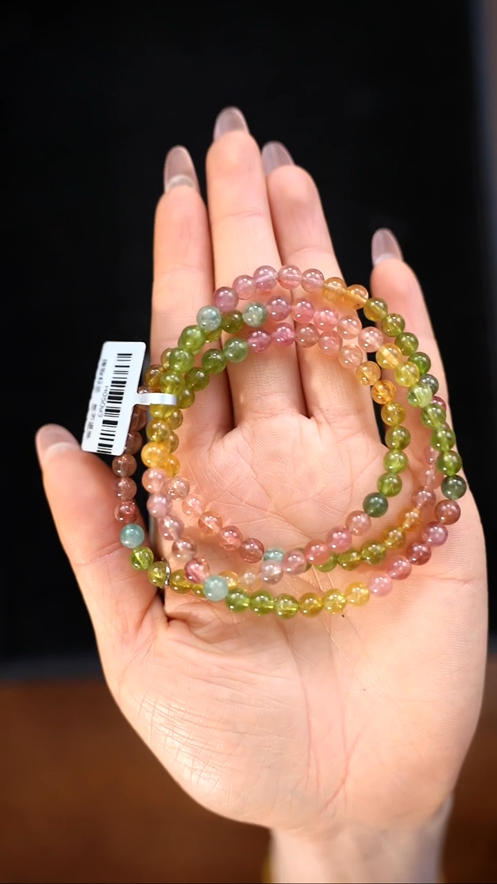 【闪购商品】碧玺手链未镶嵌c116 碧玺多圈手链5mm+