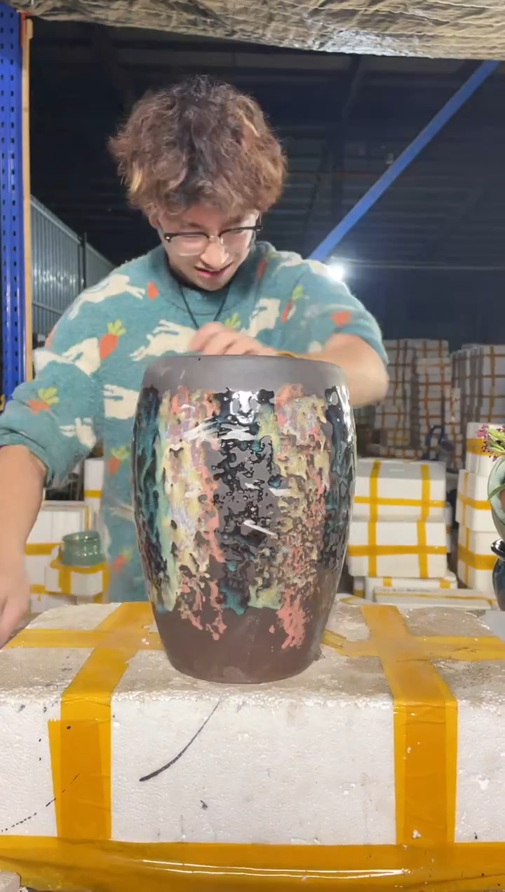 紫砂花盆宜兴紫砂粗陶花盆18.8/15