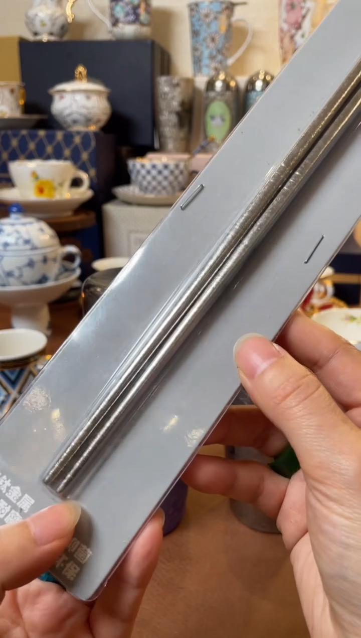 高端礼品银色螺纹筷子