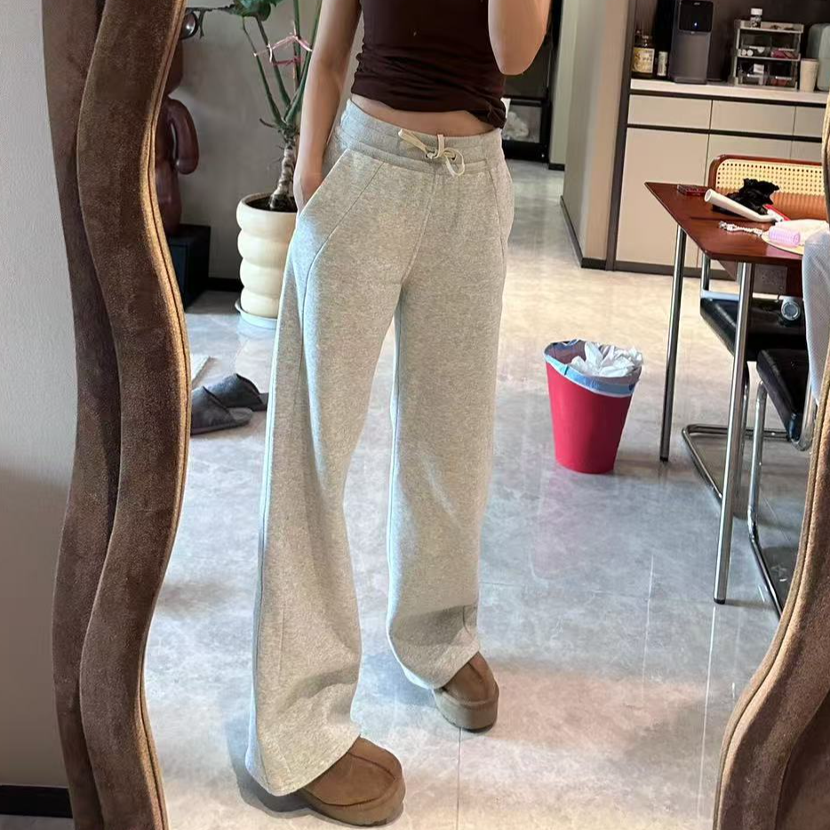 阔腿裤宽松版型加绒加厚直筒