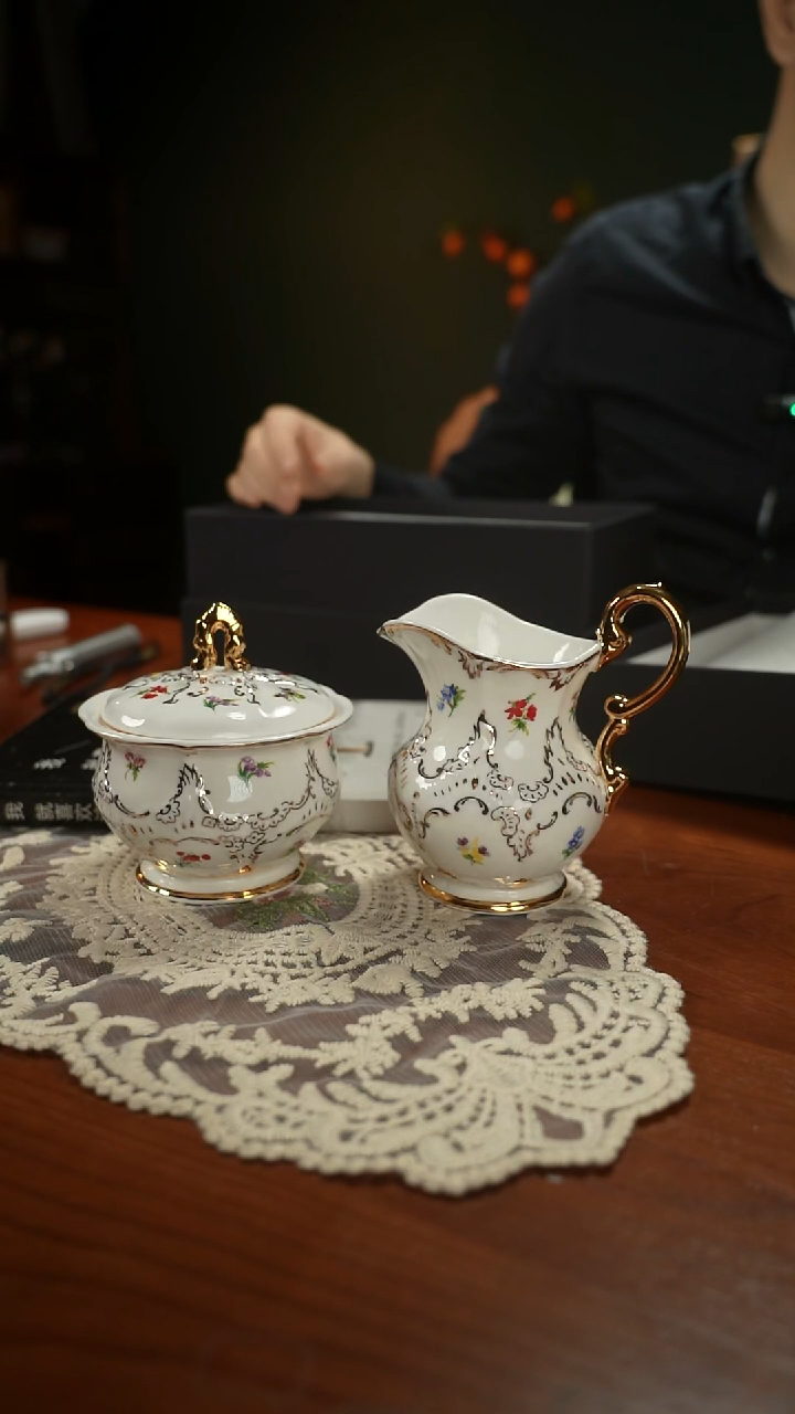 高端礼品（MM家）宫廷浮雕白金糖罐奶壶-TY