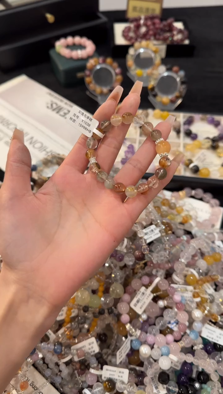 合金手链水晶彩兔毛x1038