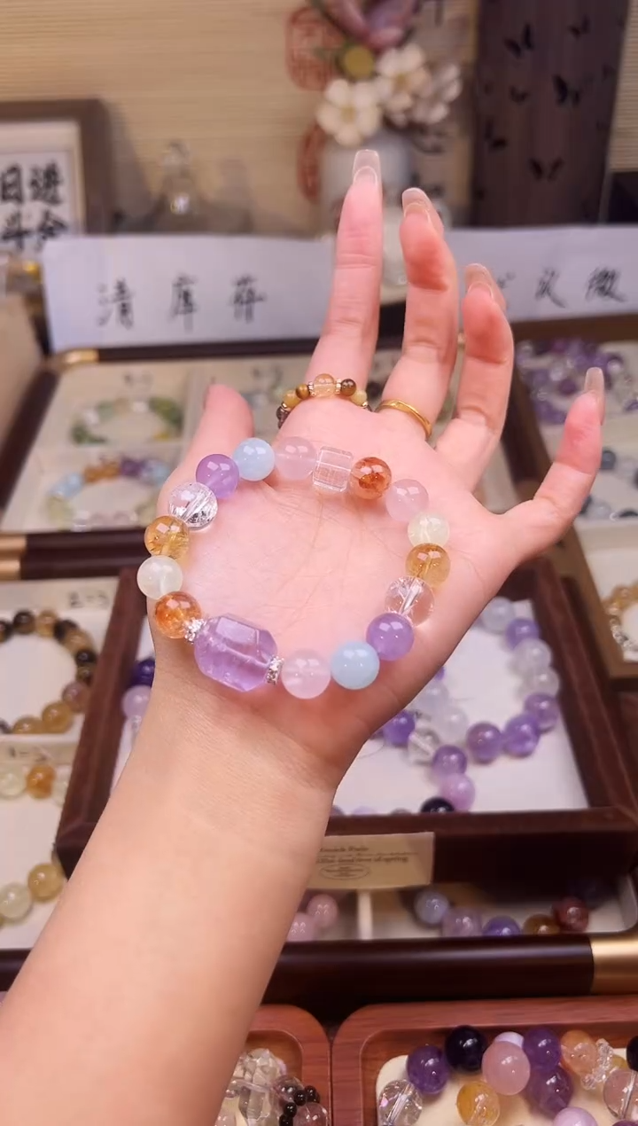 未镶嵌手串水晶彩虹糖