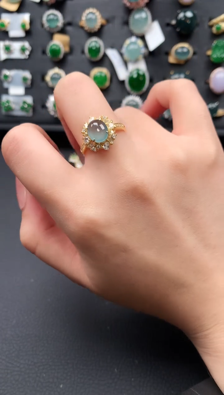 【闪购商品】翡翠戒指银S925镶嵌512341