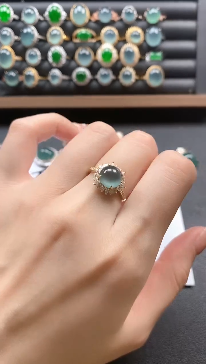 银S925镶嵌戒指翡翠51511