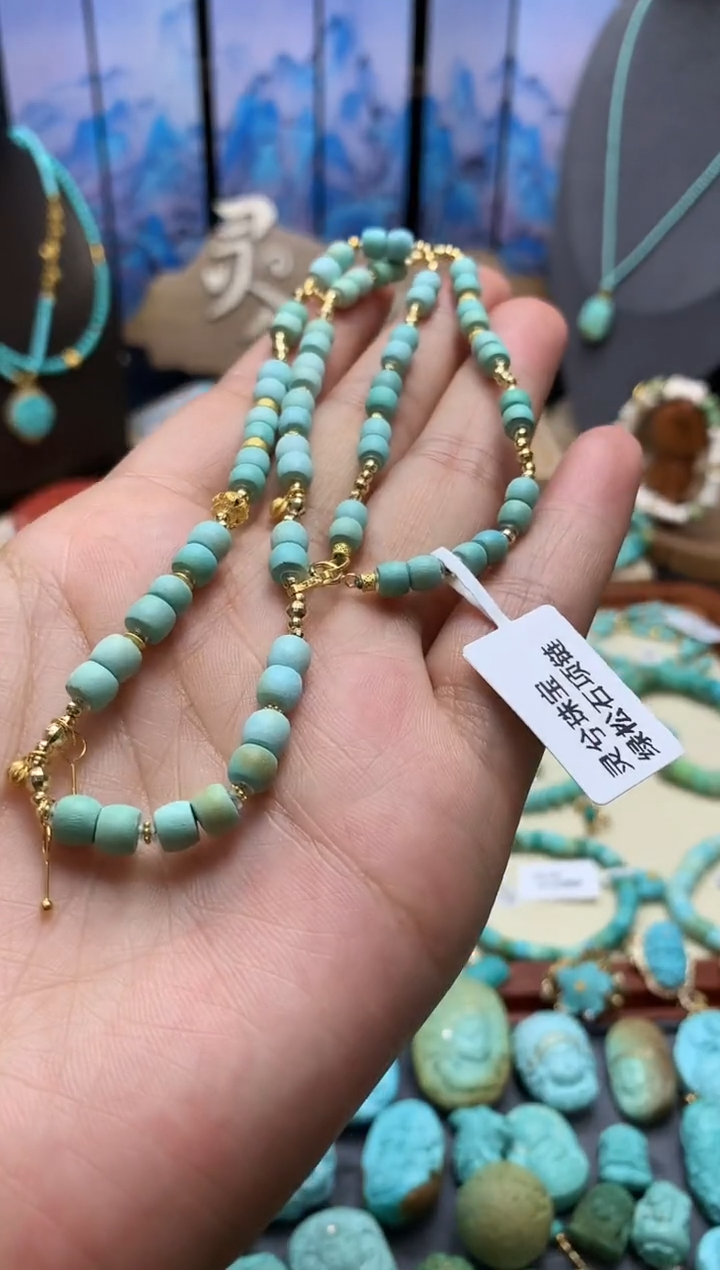 【闪购商品】绿松石颈饰18K金镶嵌项链