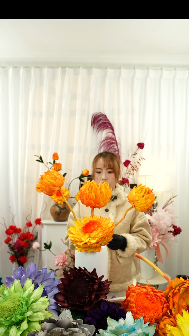 永生洋蓟 霸王花四个头 叶片有伤【烈焰橙】A9