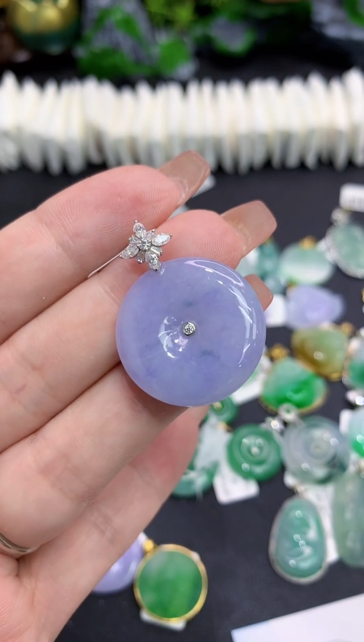 吊坠(不含链)18K金镶嵌翡翠11