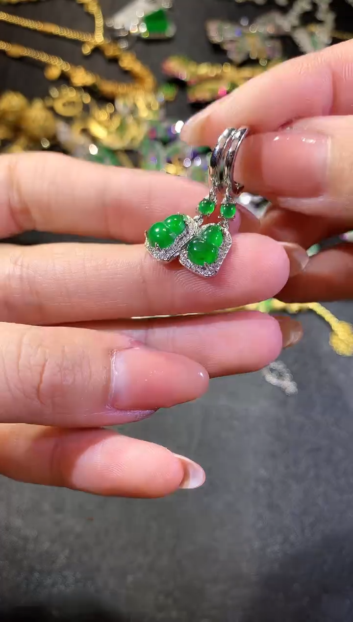 【闪购商品】翡翠耳饰银S925镶嵌255耳饰（多样性发货一件