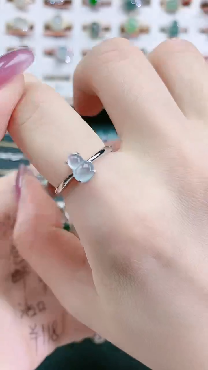 银S925镶嵌戒指翡翠天然翡翠