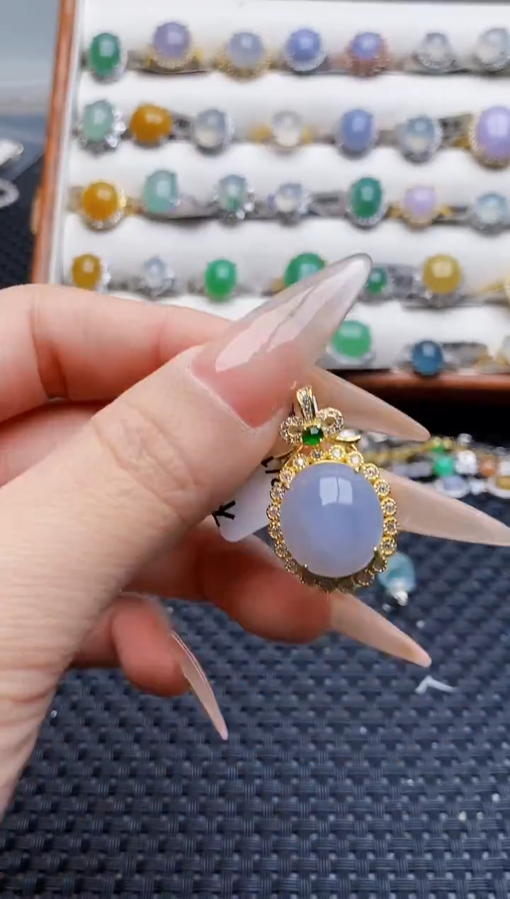 银S925镶嵌戒指翡翠3393