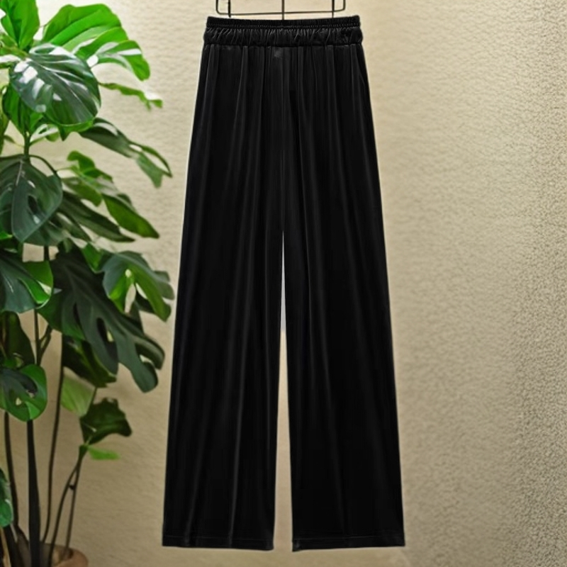 2025款女士丝绒长裤阔腿裤直筒裤女士时尚洋气妈妈装柔软舒适