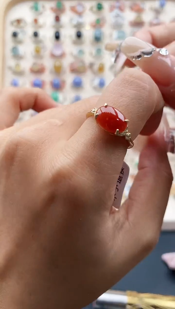 【闪购商品】翡翠戒指银S925镶嵌缅甸天然A货翡翠333   6-10