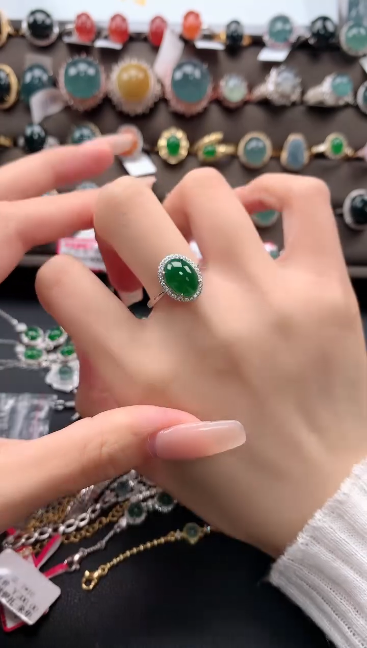 【闪购商品】翡翠戒指银S925镶嵌3123123