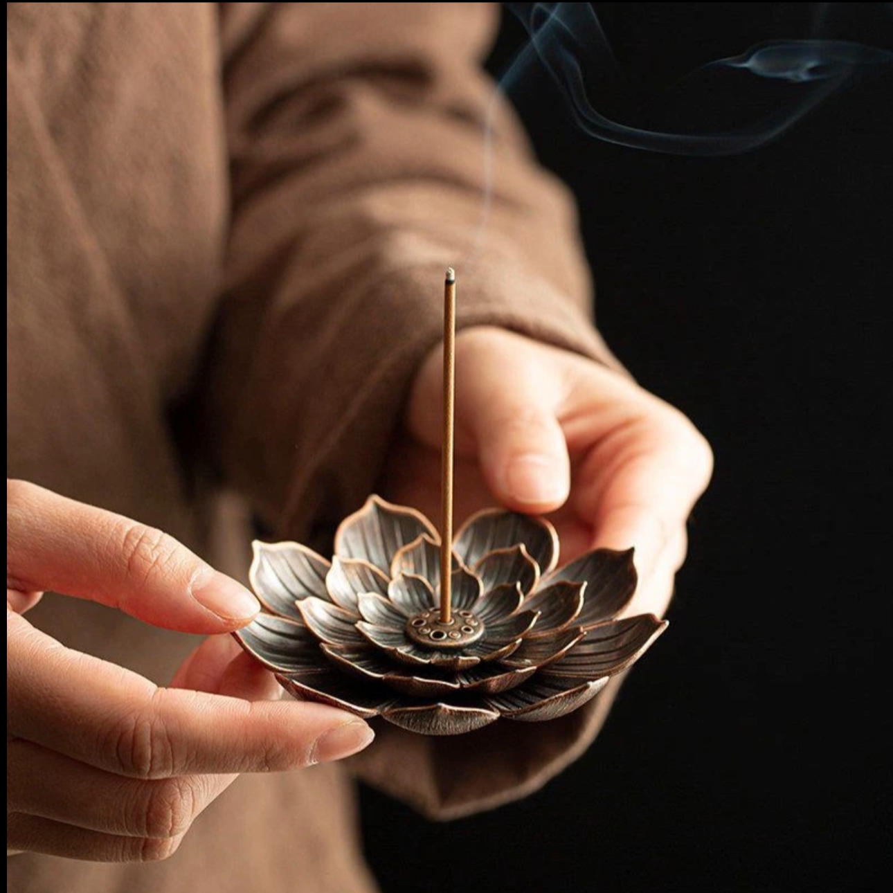 香炉莲花香插香座点香座盘托香托线香家用室内檀香炉家用香道摆件