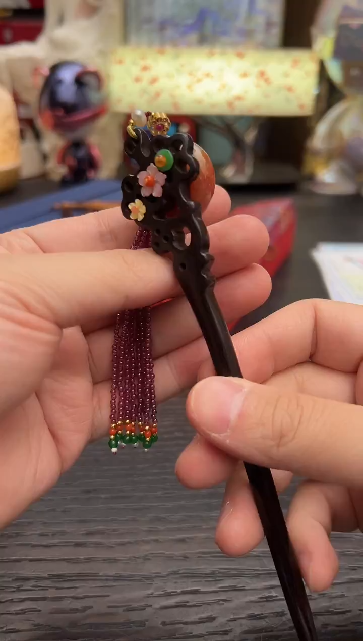 珊瑚玉发簪孤品  13