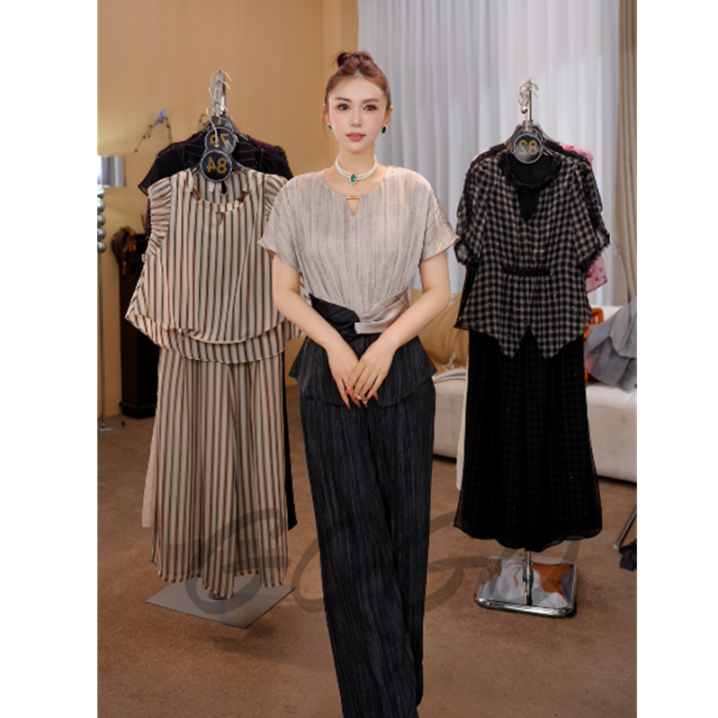 G6851套装女2025新款夏季妈妈高端时髦洋气质高级感两件套裤