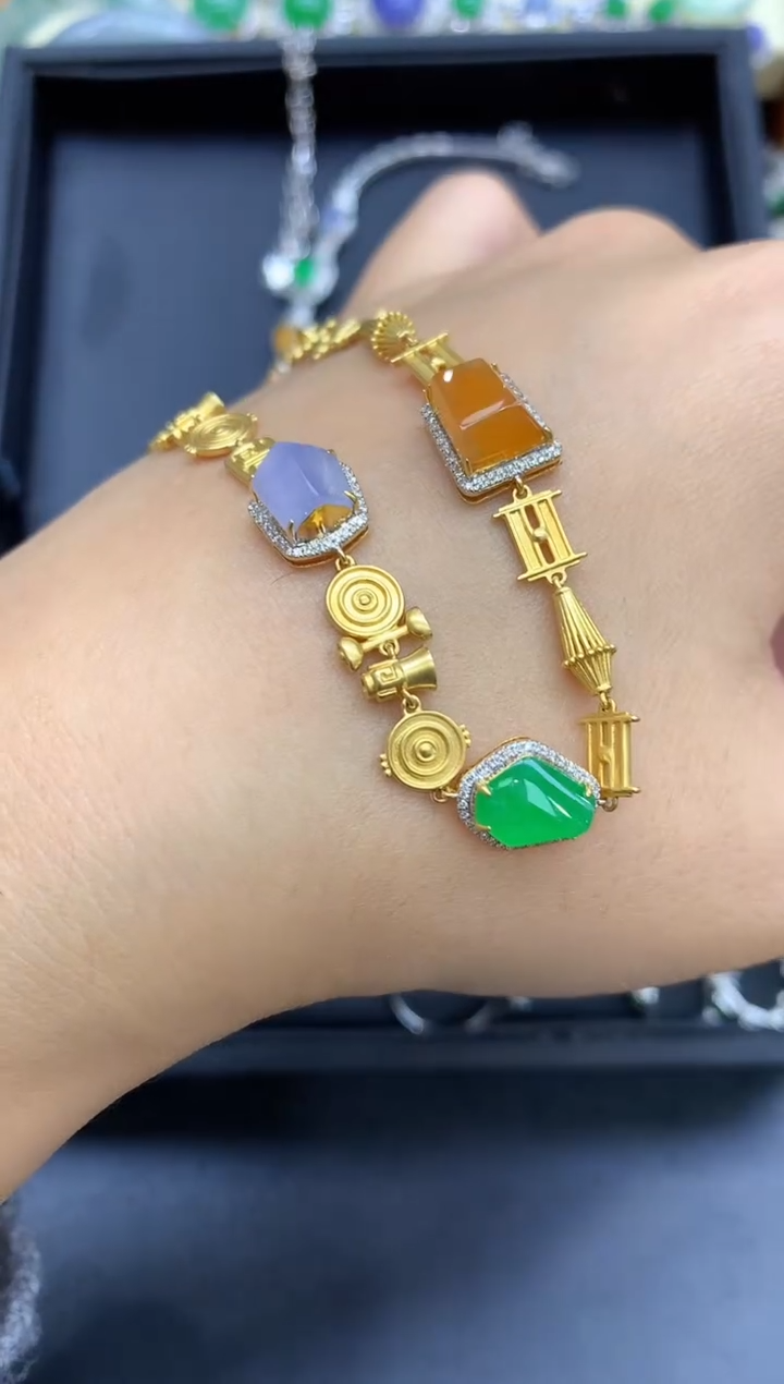 18K金镶嵌手链翡翠712-中国好珍宝