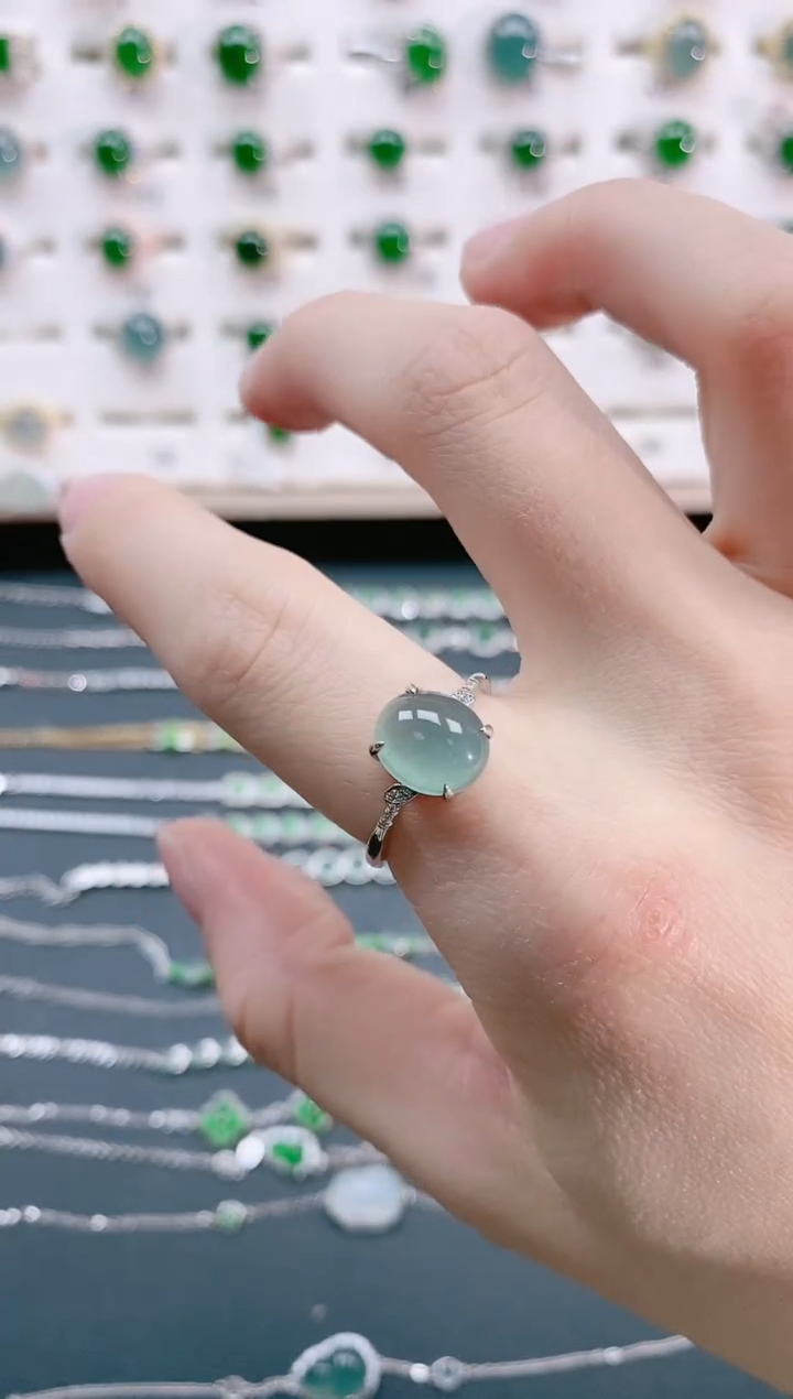 【闪购商品】翡翠戒指银S925镶嵌天然翡翠