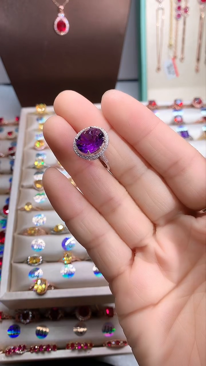 【闪购商品】水晶戒指银S925镶嵌银色