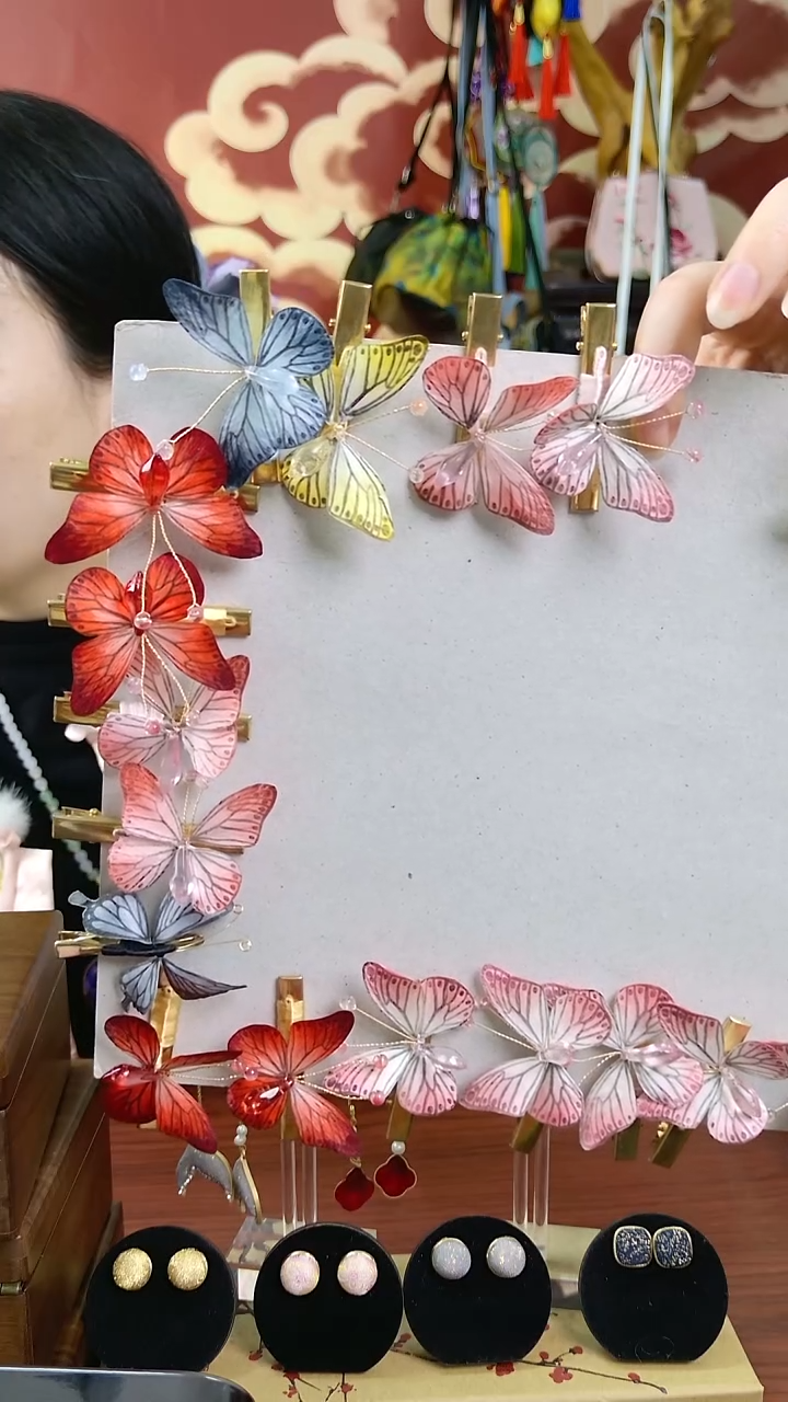 纯铜合金琉璃非遗绒花蝴蝶