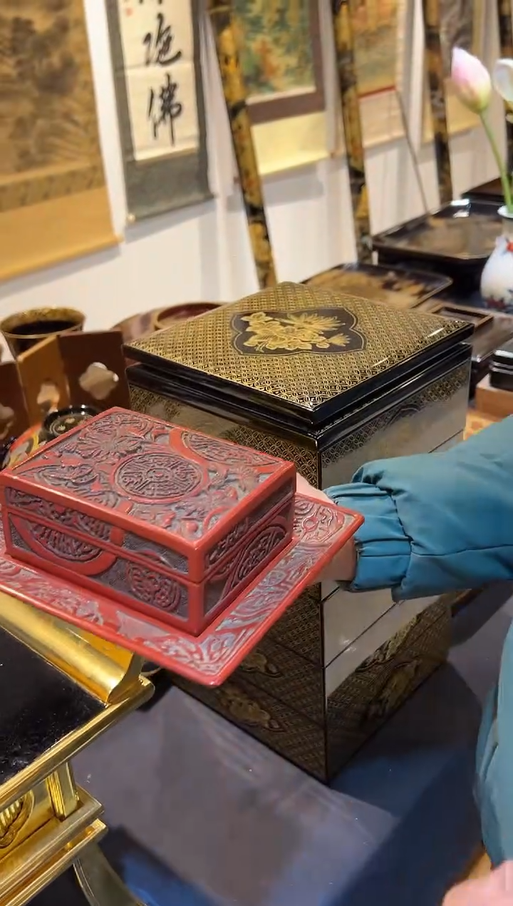 剔红 实木文盒 大漆漆器大漆漆器