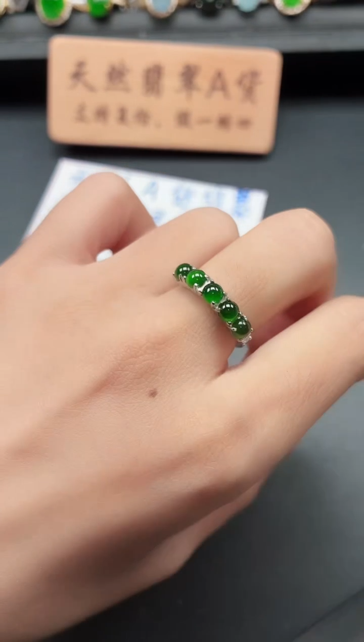 银S925镶嵌戒指翡翠11