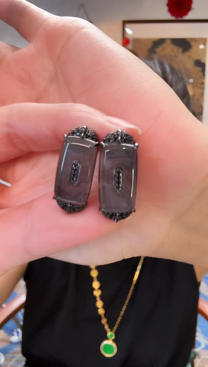 【闪购商品】翡翠耳饰银S925镶嵌耳饰