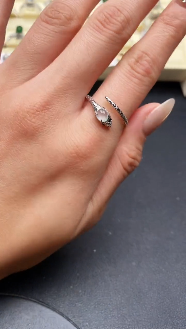 【闪购商品】翡翠戒指银S925镶嵌缅甸翡翠1  10+4