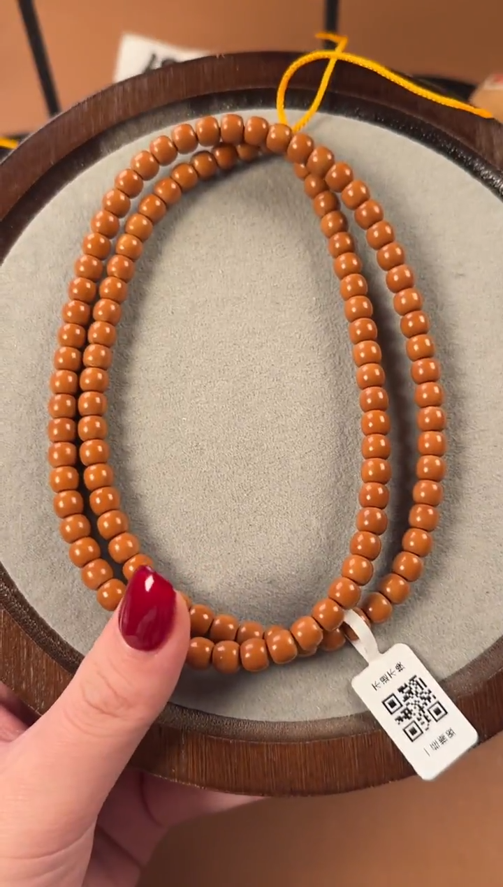 手串橄榄核6.7mm核尖108，老挝料，老型珠，果冻料 油王