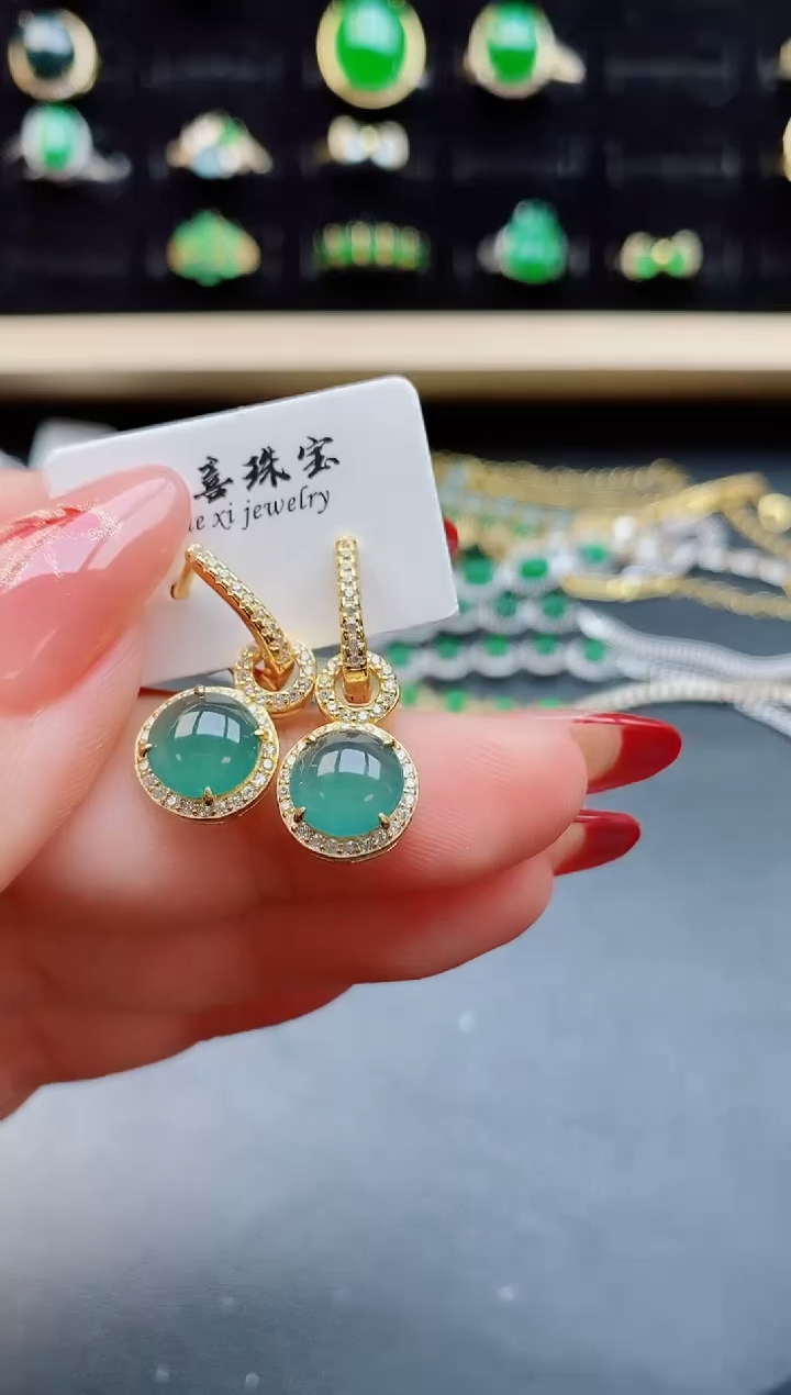 【闪购商品】翡翠耳饰银S925镶嵌50885050